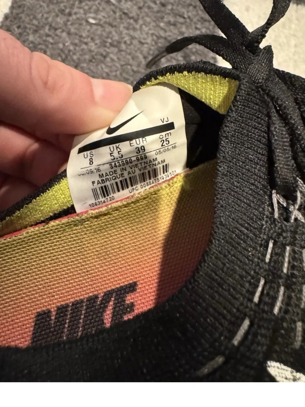 Nike Black Knit Sneakers with Orange-Yellow Gradient Insole - Picture 5 of 8